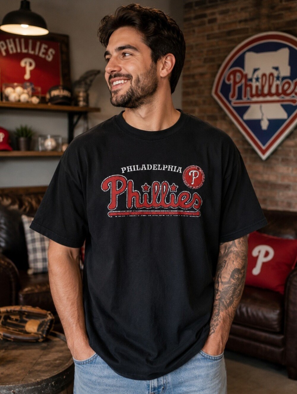 Philadelphia Phillies Black Graphic Tee